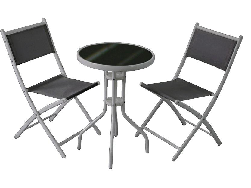 Lara kerti asztal összecsukható székekkel - acél - Gasztró bútorok