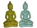 Ülő helyzetű, kerámia Buddha, kék v. zöld, 1 db, 35,5 cm