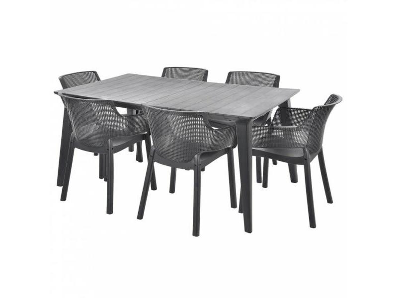 Hecht kerti bútor szett 1db jardin asztal+6 db ELISA szék- graphit