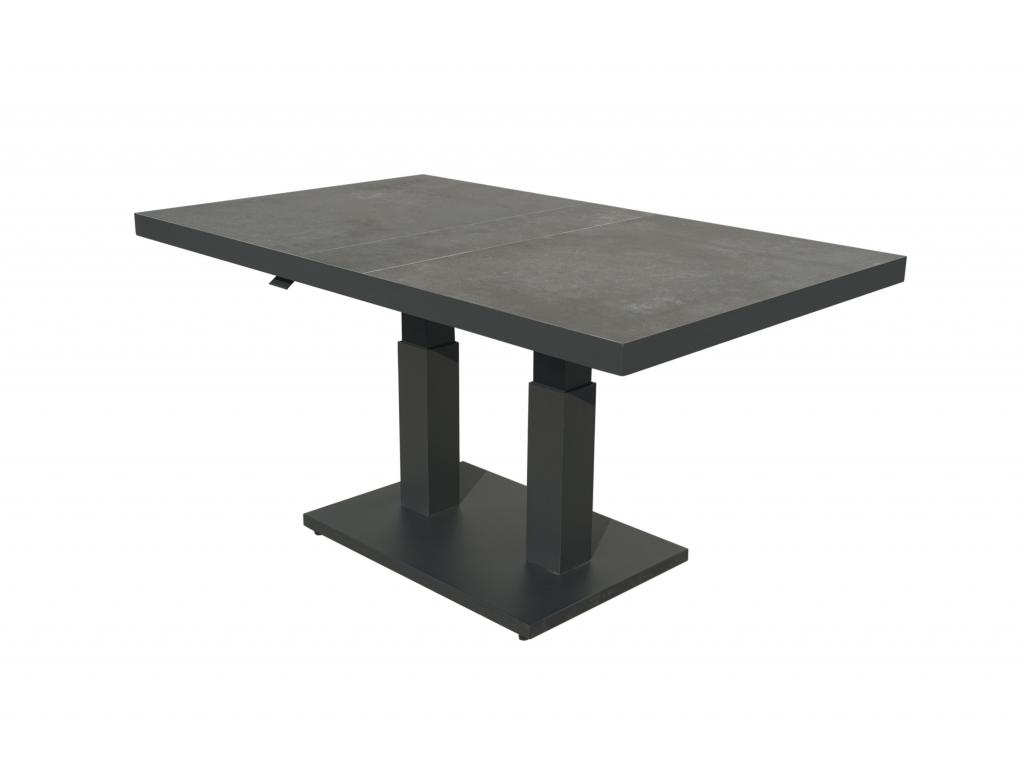 Állítható magasságú Turin kerti asztal - 160x90x49/72 cm sötétszürke asztallappal