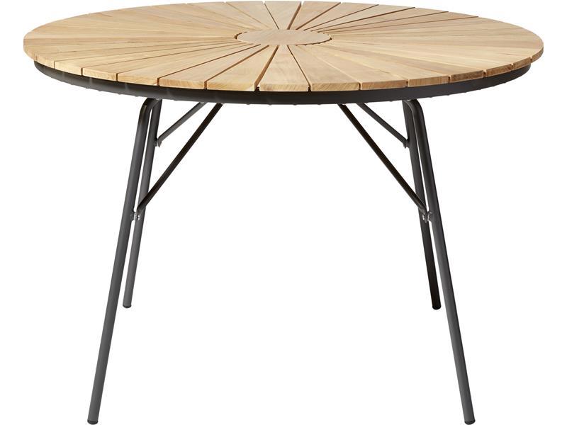 Valencia 100 cm-es kör alakú asztal teakfa asztallappal